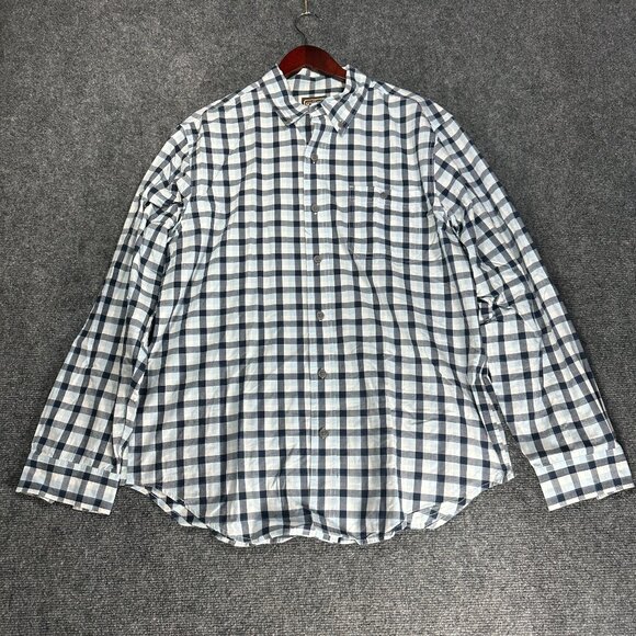 CE Schmidt Workwear Shirt Mens Large Button Down Blue Plaid Cotton Pocket - Picture 1 of 9